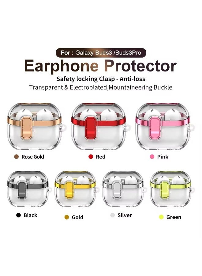 Fekra Compatible with Samsung Galaxy Buds 3 Pro/Buds 3 Case Full-Body Shockproof (Secure Lock) Galaxy Buds 3 & Galaxy Buds 3 Pro (2024) with Carabiner - Image 3